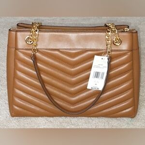 Michael Kors Whitney Medium Quilted Tote Bag Luggage. New With Tag
